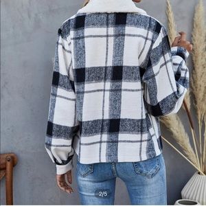 Plaid button through jacket